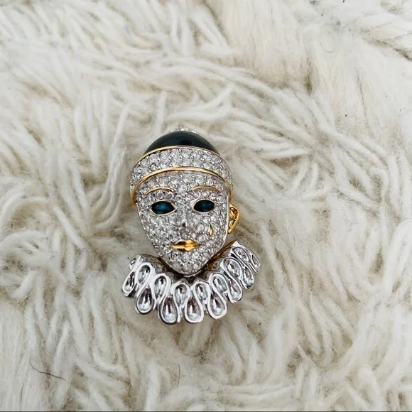 Swarovski Signed Pierrot Clown Pin Brooch - Perfect Condition - Picture 2 of 5